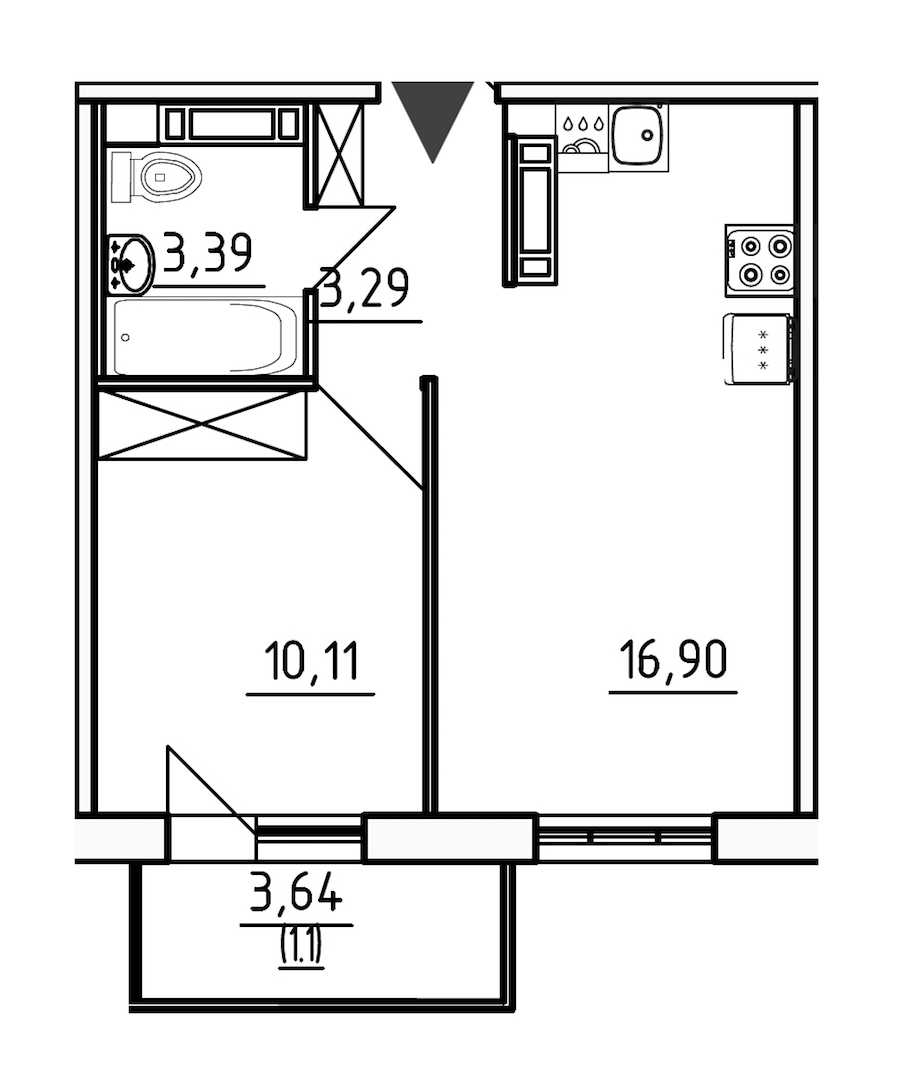 Однокомнатная квартира в : площадь 34.79 м2 , этаж: 7 – купить в Санкт-Петербурге
